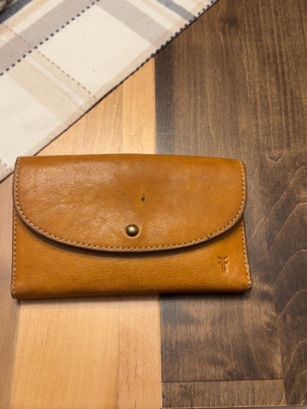 Frye Tan Leather Snap Wallet